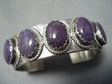 Rare Domed Sugulite Vintage Native American Navajo Sterling Silver Bracelet-Nativo Arts