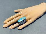 Precise Detail Native American Navajo Turquoise Sterling Silver Leaf Ring-Nativo Arts