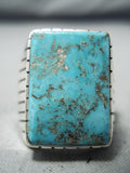 Fabulous Navajo Old Kingman Turquoise Sterling Silver Ring Native American-Nativo Arts