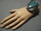 Breathtaking Vintage Native American Navajo Green Spiderweb Turquoise Sterling Silver Bracelet-Nativo Arts