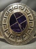 One Of The Best Vintage Native American Navajo Charoite Inlay Sterling Silver Bracelet Old Cuff-Nativo Arts