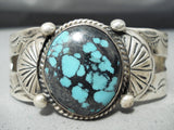 Intense Spiderweb Turquoise Vintage Native American Navajo Sterling Silver Bracelet-Nativo Arts