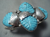 Turquoise Leaves Zuni Turquoise Sterling Silver Bracelet Native American-Nativo Arts