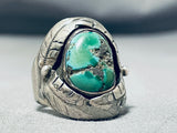 Tremendous Vintage Native American Navajo Turquoise Sterling Silver Ring-Nativo Arts