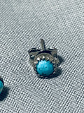 Cute Petite Vintage Native American Navajo Turquoise Sterling Silver Earrings-Nativo Arts