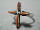 Amazing Vintage Native American Navajo Coral Cross Sterling Silver Ring-Nativo Arts