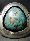 Fat Teardrop Vintage Native American Navajo Carico Lake Turquoise Sterling Silver Bracelet-Nativo Arts