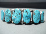Signed Hvy Vintage Native American Navajo Turquoise Nugget Sterling Silver Bracelet-Nativo Arts