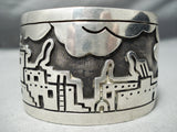 Native American Huge Vintage Hopi Sterling Silver Manuel Hoyungwa Sterling Silver Bracelet-Nativo Arts