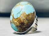 Colossal San Felipe Signed Huge 8 Turquoise Sterling Silver Ring-Nativo Arts