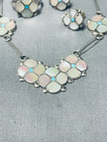 Flowers Vintage Native American Zuni Turquoise Pearl Sterling Silver Necklace Bracelet Set-Nativo Arts