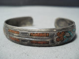 Marvelous Vintage Navajo Turquoise Sterling Silver Bracelet Native American Old-Nativo Arts