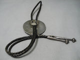 Huge Vintage Zuni Native American Ram Sterling Silver Shell Bolo Tie Old-Nativo Arts