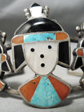 One Of The Best Vintage Zuni Native American Navajo Turquoise Kachina Sterling Silver Bracelet-Nativo Arts