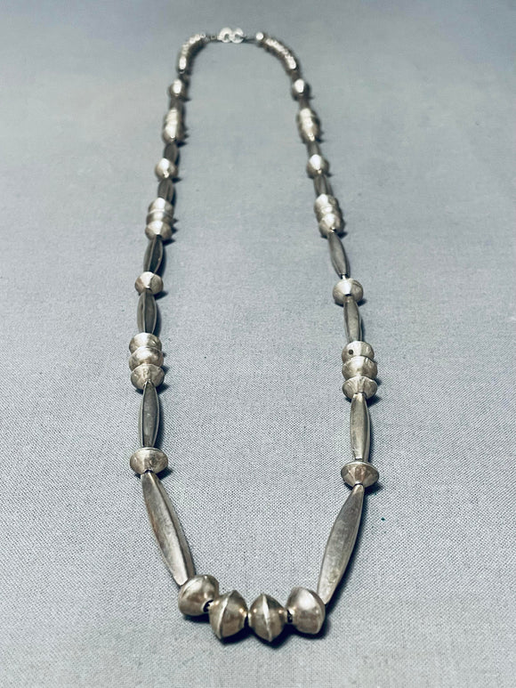 Older Hand Forged Sterling Silver Vintage Native American Navajo Torpedo Necklace Old-Nativo Arts