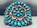 Huge Older Vintage Native American Navajo Turquoise Sterling Silver Bracelet Cuff Old-Nativo Arts
