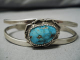 Exceptional Vintage Native American Zuni Native Blue Gem Turquoise Sterling Silver Bracelet-Nativo Arts