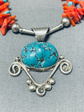 Spectacular Vintage Native American Navajo Turquoise Coral Sterling Silver Necklace-Nativo Arts