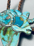 Ram Of Turquoise Vintage Native American Navajo Sterling Silver Bolo Tie-Nativo Arts