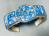 One Of The Most Unique Ever Native American Navajo Lapis Sterling Silver Bracelet-Nativo Arts