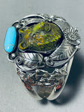 Very Important Bear Hand Carved Fran Gomez Sterling Silver Turquosie Bracelet-Nativo Arts