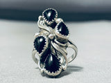 Beautiful Native American Navajo Black Onyx Sterling Silver Ring-Nativo Arts