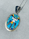 Dynamic Vintage Native American Navajo Turquoise Sterling Silver Kachina Necklace-Nativo Arts
