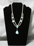 Amazing Vintage Native American Navajo Sky Blue Turquoise Sterling Silver Necklace Old-Nativo Arts