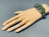Very Rare Moss Turquoise Vintage Native American Navajo Sterling Silver Bracelet-Nativo Arts
