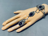 Marvelous Vintage Native American Navajo Black Onyx Sterling Silver Slave Bracelet-Nativo Arts