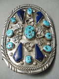 One Of The Best Vintage Native American Navajo Turquoise Lapis Sterling Silver Ketoh Bracelet-Nativo Arts