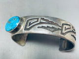 Important Signed Vintage Native American Hopi Old Turquoise Sterling Silver Bracelet-Nativo Arts