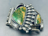 Native American Important Vintage Santo Domingo Green Turquoise Sterling Silver Bracelet-Nativo Arts