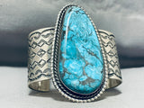 160 Gram Native American Navajo Blue Diamond Turquoise Sterling Silver Bracelet-Nativo Arts