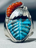 Magnificent Native American Zuni Turquoise Sterling Silver Ring Signed-Nativo Arts