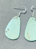 Native American Ravishing Santo Domingo Green Turquoise Sterling Silver Earrings-Nativo Arts