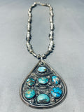 Skilled Hand Tooled Hogan Bead Vintage Native American Navajo Turquoise Sterling Silver Necklace-Nativo Arts