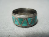 Unforgettable Vintage Native American Navajo Turquoise Sterling Silver Eternity Band Ring Old-Nativo Arts