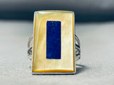 The Most Unique Native American Zuni Lapis Shell Sterling Silver Inlay Ring-Nativo Arts