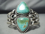 Signed Rare Turquoise Vintage Native American Navajo Royston Sterling Silver Bracelet-Nativo Arts