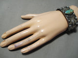 Museum Vintage Native American Navajo Royston Turquoise Repoussed Sterling Silver Bracelet-Nativo Arts