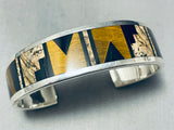 One Of The Best Vintage Native American Navajo Tigers Eye Sterling Silver Inlay Bracelet-Nativo Arts