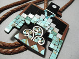 Native American Important Huge Santo Domingo Turquoise Sterling Silver Thunderbird Bolo Tie-Nativo Arts