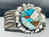 Intricate Heavy 90 Gram Southwest Turquoise Sterling Silver Bracelet-Nativo Arts