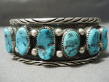 Heavy Classic Authentic Vintage Native American Navajo Turquoise Sterling Silver Bracelet Old-Nativo Arts