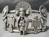 Detailed Heavy Vintage Native American Navajo Kachina Sterling Silver Bracelet Cuff-Nativo Arts