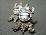 Best Vintage Native American Navajo Turquoise Lapis Sterling Silver Toad Earrings-Nativo Arts