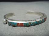 Detailed Inlay Vintage Native American Navajo Royston Turquoise Sterling Silver Bracelet-Nativo Arts