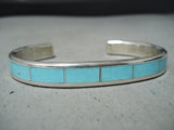 Stunning Zuni Native American Kingman Inlay Turquoise Sterling Silver Bracelet-Nativo Arts