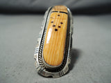 Custom Vintage Navajo Native American Spiny Oyster Jet Sterling Silver Ring Old-Nativo Arts